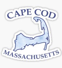Pegatina Preppy Vintage Blue Cape Cod Massachusetts Mapa