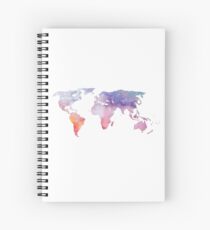 Watercolor World Map Spiral Notebook