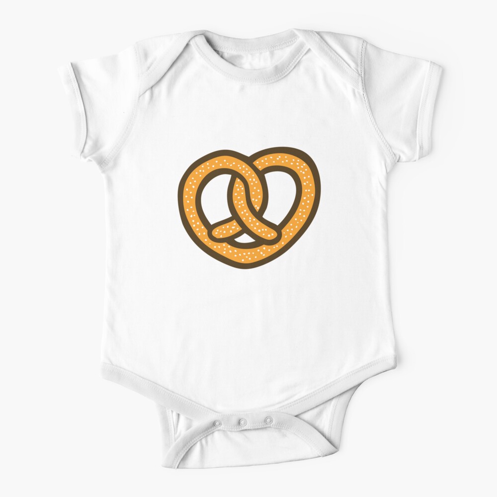 I Heart Pretzels Pattern Short Sleeve Baby One-Piece