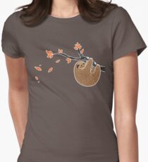 Sloth in Autumn Women's Fitted T-Shirt