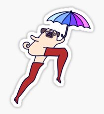 Umbrella Pug with Long Legs Sticker