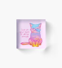 "Your Best Is Enough" Sunset Cat Acrylic Block