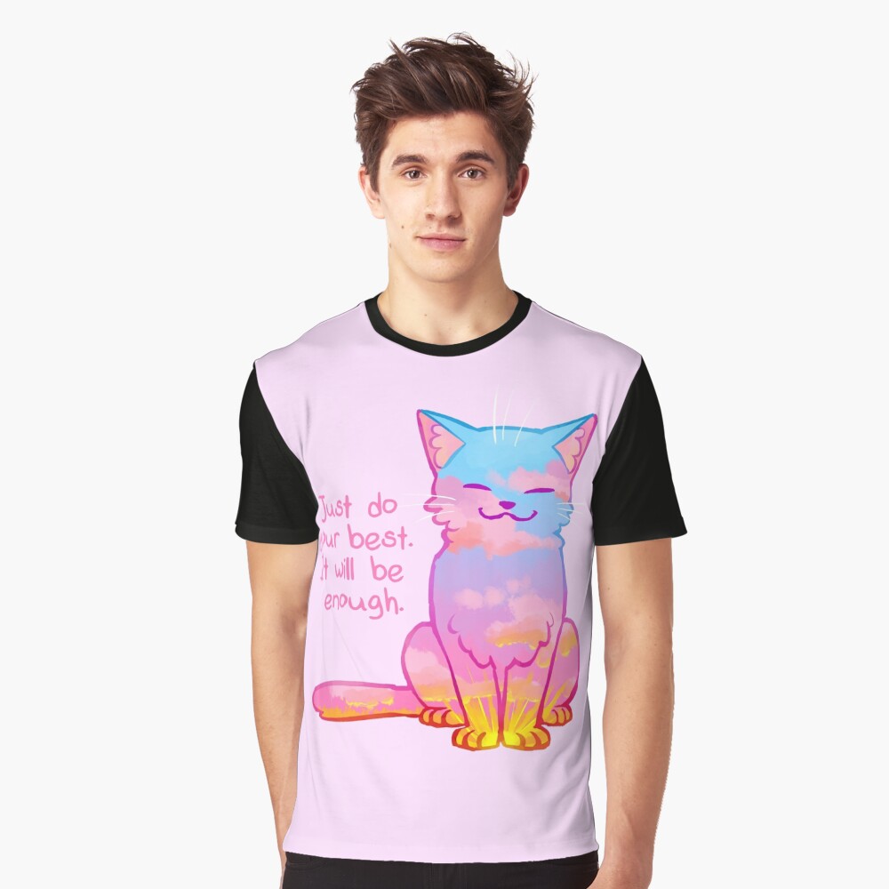 "Your Best Is Enough" Sunset Cat Graphic T-Shirt
