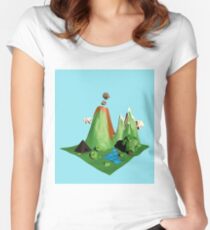 Low poly Landscape Women's Fitted Scoop T-Shirt