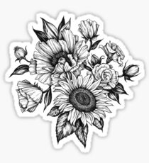 flowers in ink Sticker