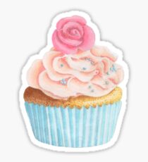 Cupcake sticker, Pink cupcake, frosting, watercolor cupcake, pink Sticker