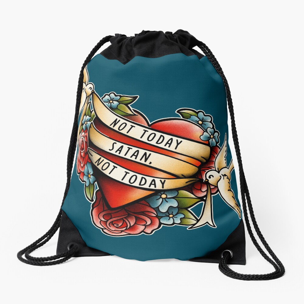 Not Today Satan Drawstring Bag