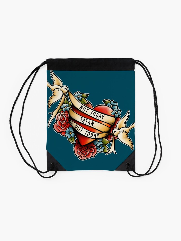 Alternate view of Not Today Satan Drawstring Bag