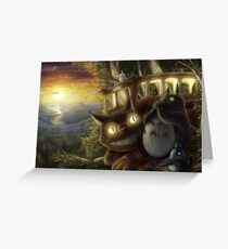 Totoro and Cat bus Greeting Card