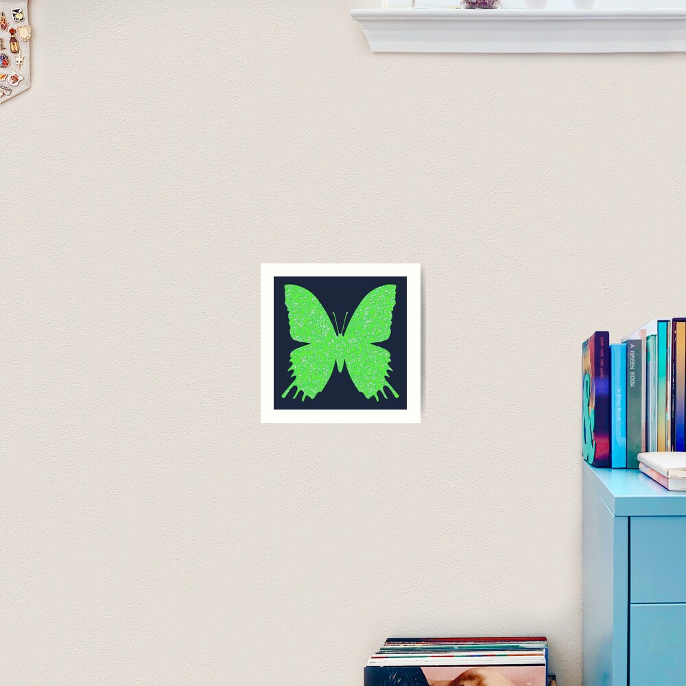 #DeepDream Lime Green color Butterfly Art Print