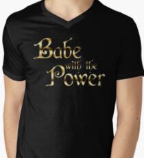 Labyrinth Babe With The Power (black bg) Men's V-Neck T-Shirt