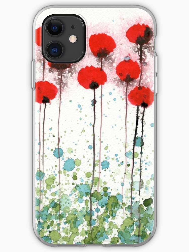 Here Today Gone Tomorrow Red Watercolor Flowers Iphone Case Cover By Popwheelart Redbubble