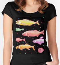 rainbow fish in the dark Women's Fitted Scoop T-Shirt
