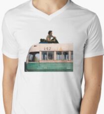 "Happiness is only real when shared" Men's V-Neck T-Shirt