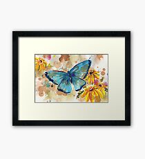 Watercolor Butterfly with BlackEyedSusan Framed Print