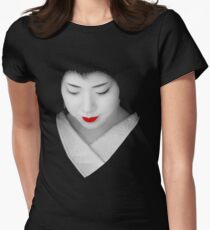 Geisha red lip Women's Fitted T-Shirt