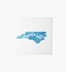 Chapel Hill, North Carolina - blue watercolor Art Board