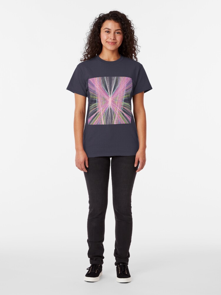 Alternate view of Linify Pink butterfly on dark background Classic T-Shirt