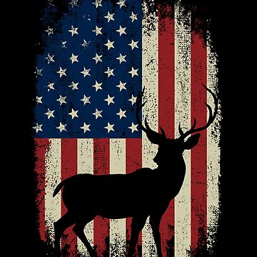 Retro Fishing And Hunting American Flag Deer Fish Lover Gift Shirt 