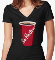Camiseta entallada de cuello en V La copa de Tim Horton