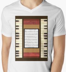 Piano keys with sheet music by Kristie Hubler Men's V-Neck T-Shirt