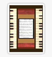 Piano keys with sheet music by Kristie Hubler Sticker