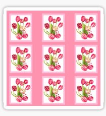 9 bunches of Pink Tulip Flowers by Kristie Hubler Sticker
