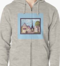 Paris Eiffel Tower inspired impressionist landscape by Kristie Hubler Zipped Hoodie