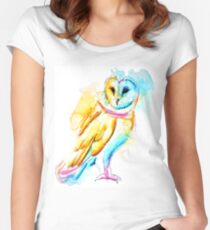Snow Owl Watercolor Fitted Scoop T-Shirt