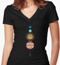Camiseta entallada de cuello en V Sistema solar