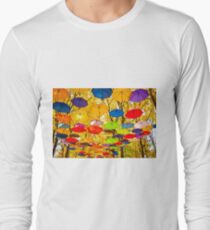 autumn umbrellas in the sky Long Sleeve T-Shirt