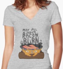 May All Your Bacon Burn Women's Fitted V-Neck T-Shirt