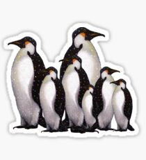 Group of Penguins in Snow: Original Pastel Art Sticker