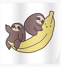 Sloths and Giant Banana Poster