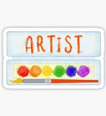 Artist Paint Palette and Brush Watercolor Sticker