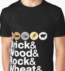 Helvetica Settlers of Catan: Brick, Wood, Rock, Wheat, Sheep | Board Game Geek Ampersand Design Graphic T-Shirt