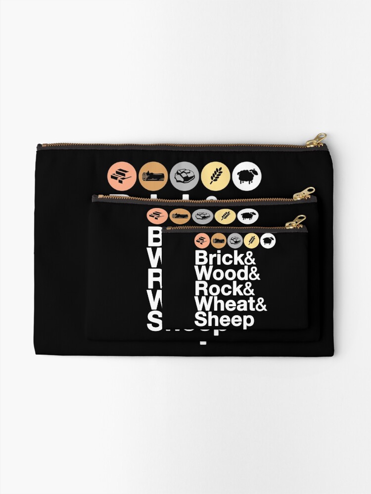 Alternate view of Helvetica Settlers of Catan: Brick, Wood, Rock, Wheat, Sheep | Board Game Geek Ampersand Design Zipper Pouch