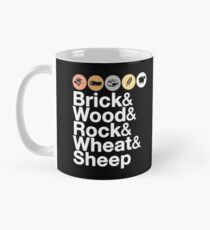 Helvetica Settlers of Catan: Brick, Wood, Rock, Wheat, Sheep | Board Game Geek Ampersand Design Mug