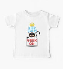 Keep Calm and Geek on! Cartoon Cat Baby Tee