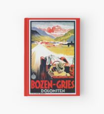 Vintage Italian travel, classic convertible car, Bozen-Gries Hardcover Journal
