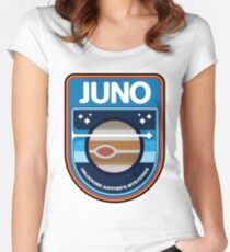 JUNO Neues Frontiers Logo Tailliertes Rundhals-Shirt