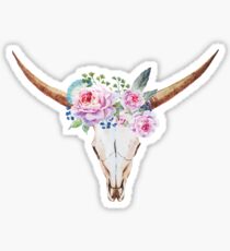 Boho skull with roses Sticker