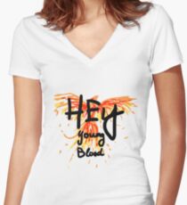 Phoenix- Fall Out Boy "Hey Young Blood" Design Women's Fitted V-Neck T-Shirt