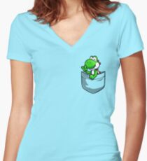 Pocket Yoshi Tshirt Women's Fitted V-Neck T-Shirt