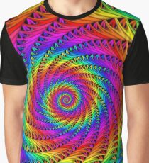 Psychedelic Rainbow Fractal Spiral Graphic T-Shirt