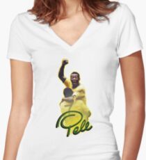 Pele World Cup Brazil Women's Fitted V-Neck T-Shirt