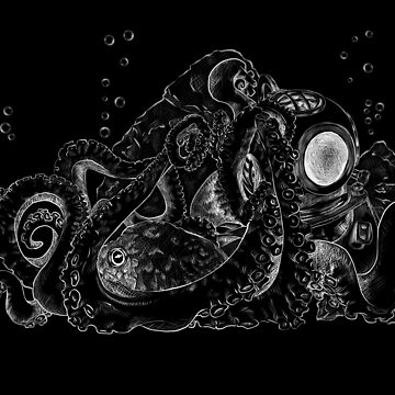 Octopus Tentacle Two-Tone Drawing Art Board Print for Sale by  SuspendedDreams