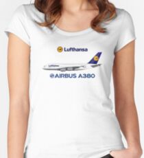 Illustration of Lufthansa Airbus A380 Women's Fitted Scoop T-Shirt