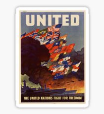 USA Poster: United Nation Fight for Freedom Sticker