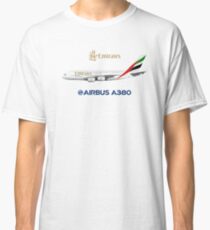 Illustration of Emirates Airbus A380 - White Version Classic T-Shirt
